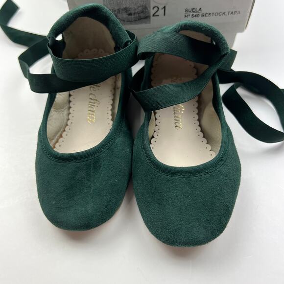 Belle Chiara Audrey Green Sueded Ballet Flats - Picture 2 of 11